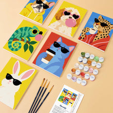 Carica l'immagine nel visualizzatore di Gallery, Mini Set Dipingere con i numeri 15x20cm (6 pezzi) - Animali Cool