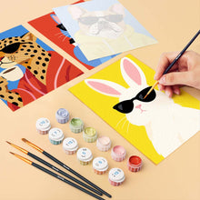 Carica l'immagine nel visualizzatore di Gallery, Mini Set Dipingere con i numeri 15x20cm (6 pezzi) - Animali Cool