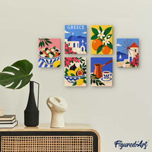 Carica l'immagine nel visualizzatore di Gallery, Mini Set Dipingere con i numeri 15x20cm (6 pezzi) - Estate Greca