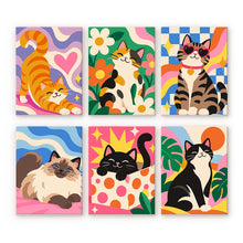 Carica l'immagine nel visualizzatore di Gallery, Mini Set Dipingere con i numeri 15x20cm (6 pezzi) - Gatti Groovy Figured'Art