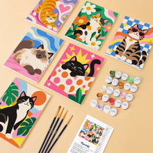 Carica l'immagine nel visualizzatore di Gallery, Mini Set Dipingere con i numeri 15x20cm (6 pezzi) - Gatti Groovy