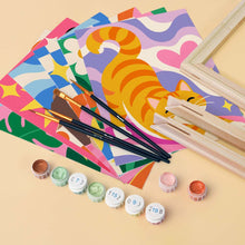 Carica l'immagine nel visualizzatore di Gallery, Mini Set Dipingere con i numeri 15x20cm (6 pezzi) - Gatti Groovy