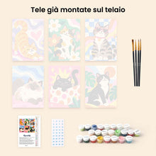 Carica l'immagine nel visualizzatore di Gallery, Mini Set Dipingere con i numeri 15x20cm (6 pezzi) - Gatti Groovy
