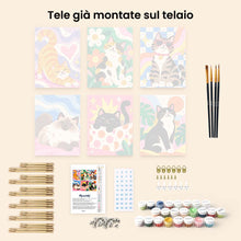 Carica l'immagine nel visualizzatore di Gallery, Mini Set Dipingere con i numeri 15x20cm (6 pezzi) - Gatti Groovy