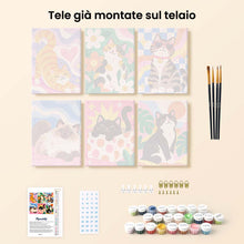 Carica l'immagine nel visualizzatore di Gallery, Mini Set Dipingere con i numeri 15x20cm (6 pezzi) - Gatti Groovy