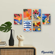 Carica l'immagine nel visualizzatore di Gallery, Mini Set Dipingere con i numeri 15x20cm (6 pezzi) - Estate Mediterranea