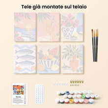 Carica l'immagine nel visualizzatore di Gallery, Mini Set Dipingere con i numeri 15x20cm (6 pezzi) - Estate Mediterranea