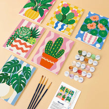 Carica l'immagine nel visualizzatore di Gallery, Mini Set Dipingere con i numeri 15x20cm (6 pezzi) - Piante in Vaso