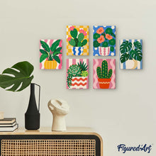 Carica l'immagine nel visualizzatore di Gallery, Mini Set Dipingere con i numeri 15x20cm (6 pezzi) - Piante in Vaso