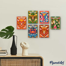 Carica l'immagine nel visualizzatore di Gallery, Mini Set Dipingere con i numeri 15x20cm (6 pezzi) - Zodiaco Retrò 1