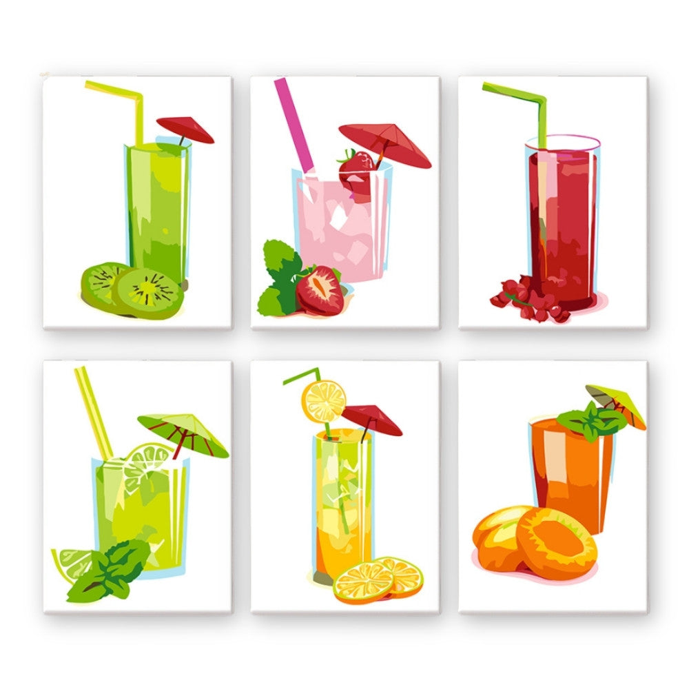 Dipingere con i numeri – Set di 6 tele | Succhi di frutta freschi Figured'Art