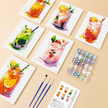 Carica l&#39;immagine nel visualizzatore di Gallery, Dipingere con i numeri – Set di 6 tele | Bevande alla frutta in barattolo