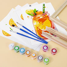 Carica l&#39;immagine nel visualizzatore di Gallery, Dipingere con i numeri – Set di 6 tele | Bevande alla frutta in barattolo