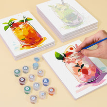 Carica l&#39;immagine nel visualizzatore di Gallery, Dipingere con i numeri – Set di 6 tele | Bevande alla frutta in barattolo