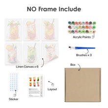 Carica l&#39;immagine nel visualizzatore di Gallery, Dipingere con i numeri – Set di 6 tele | Bevande alla frutta in barattolo