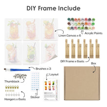 Carica l&#39;immagine nel visualizzatore di Gallery, Dipingere con i numeri – Set di 6 tele | Bevande alla frutta in barattolo