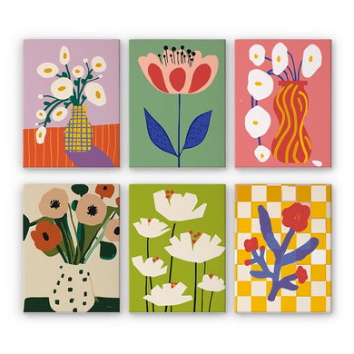 Dipingere con i numeri – Set di 6 tele | Vasi floreali astratti Figured'Art