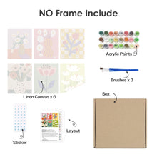 Carica l&#39;immagine nel visualizzatore di Gallery, Dipingere con i numeri – Set di 6 tele | Vasi floreali astratti