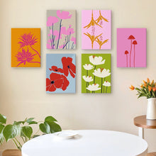 Carica l&#39;immagine nel visualizzatore di Gallery, Dipingere con i numeri – Set di 6 tele | Stampe floreali moderne