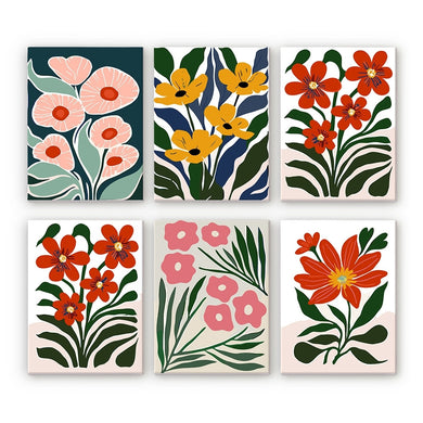 Dipingere con i numeri – Set di 6 tele | Motivi floreali colorati Figured'Art