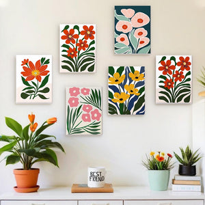 Dipingere con i numeri – Set di 6 tele | Motivi floreali colorati