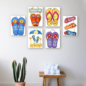 Dipingere con i numeri – Set di 6 tele | Infradito estive decorative