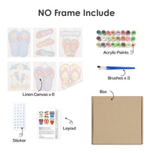 Carica l&#39;immagine nel visualizzatore di Gallery, Dipingere con i numeri – Set di 6 tele | Infradito estive decorative
