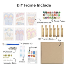 Carica l&#39;immagine nel visualizzatore di Gallery, Dipingere con i numeri – Set di 6 tele | Infradito estive decorative