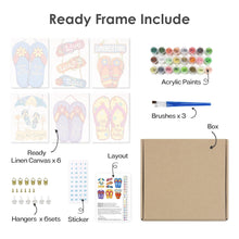 Carica l&#39;immagine nel visualizzatore di Gallery, Dipingere con i numeri – Set di 6 tele | Infradito estive decorative
