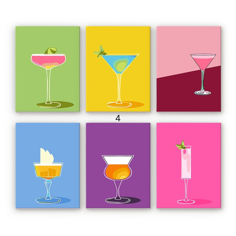 Dipingere con i numeri – Set di 6 tele | Bicchieri da cocktail eleganti Figured'Art