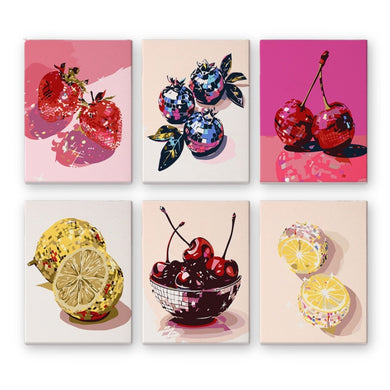 Dipingere con i numeri – Set di 6 tele | Frutti disco Figured'Art