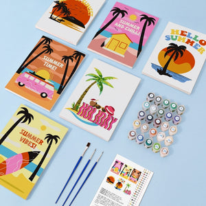 Dipingere con i numeri – Set di 6 tele | Poster da spiaggia estivi