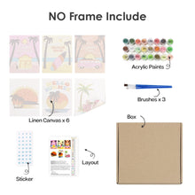 Carica l&#39;immagine nel visualizzatore di Gallery, Dipingere con i numeri – Set di 6 tele | Poster da spiaggia estivi