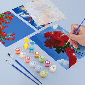 Dipingere con i numeri – Set di 6 tele | Mazzi di fiori nel cielo