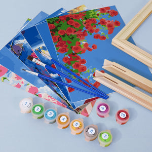 Dipingere con i numeri – Set di 6 tele | Mazzi di fiori nel cielo