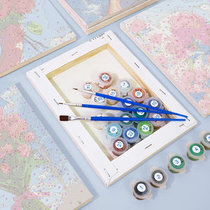 Dipingere con i numeri – Set di 6 tele | Mazzi di fiori nel cielo