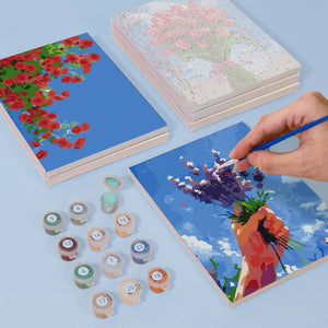 Dipingere con i numeri – Set di 6 tele | Mazzi di fiori nel cielo