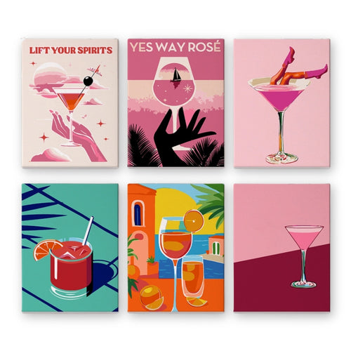 Dipingere con i numeri – Set di 6 tele | Poster di cocktail chic Figured'Art