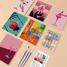 Carica l&#39;immagine nel visualizzatore di Gallery, Dipingere con i numeri – Set di 6 tele | Poster di cocktail chic