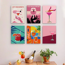 Carica l&#39;immagine nel visualizzatore di Gallery, Dipingere con i numeri – Set di 6 tele | Poster di cocktail chic