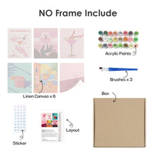 Carica l&#39;immagine nel visualizzatore di Gallery, Dipingere con i numeri – Set di 6 tele | Poster di cocktail chic
