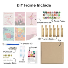 Carica l&#39;immagine nel visualizzatore di Gallery, Dipingere con i numeri – Set di 6 tele | Poster di cocktail chic