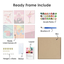 Carica l&#39;immagine nel visualizzatore di Gallery, Dipingere con i numeri – Set di 6 tele | Poster di cocktail chic