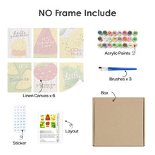 Carica l&#39;immagine nel visualizzatore di Gallery, Dipingere con i numeri – Set di 6 tele | Illustrazioni di frutta estiva