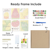 Carica l&#39;immagine nel visualizzatore di Gallery, Dipingere con i numeri – Set di 6 tele | Illustrazioni di frutta estiva