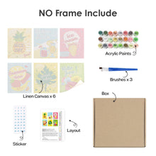 Carica l&#39;immagine nel visualizzatore di Gallery, Dipingere con i numeri – Set di 6 tele | Good vibes estate