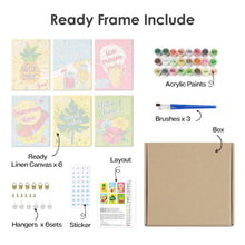 Carica l&#39;immagine nel visualizzatore di Gallery, Dipingere con i numeri – Set di 6 tele | Good vibes estate