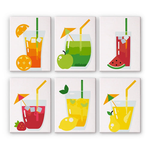 Dipingere con i numeri – Set di 6 tele | Bevande alla frutta Figured'Art