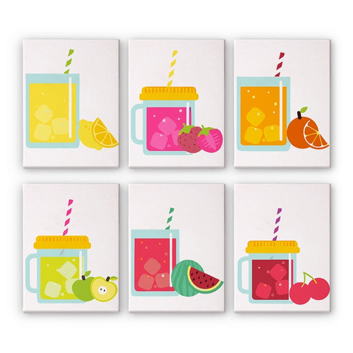 Dipingere con i numeri – Set di 6 tele | Succhi di frutta in barattolo Figured'Art