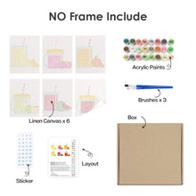 Carica l&#39;immagine nel visualizzatore di Gallery, Dipingere con i numeri – Set di 6 tele | Succhi di frutta in barattolo